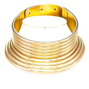 Metallic Collar Statement Necklace - Gold, Black, Silver